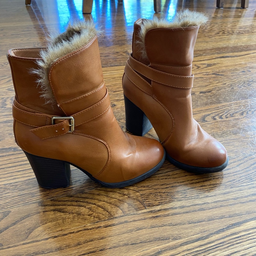Charlotte Russe Fur Heeled Booties